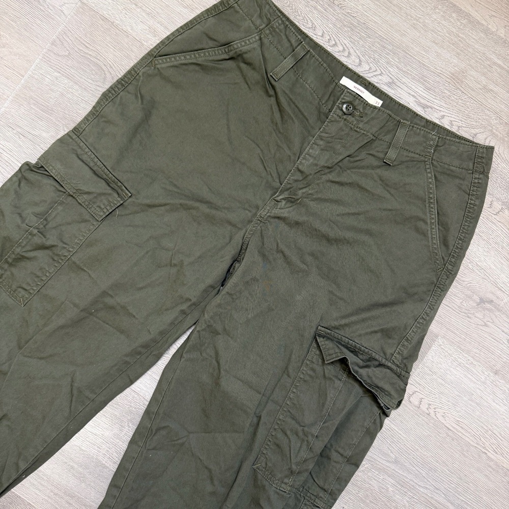 Levis 94 Baggy Cargo Pants Womens 31 34x31 Olive Green Wide Leg Utility